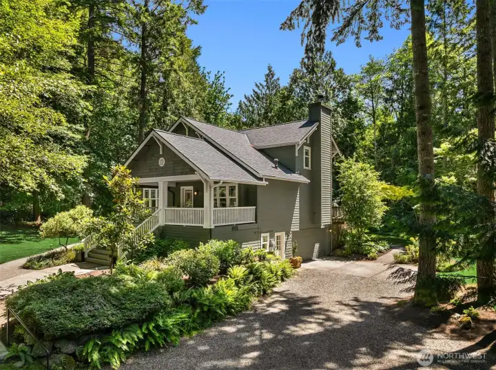 Large two car garage blends nicely into the home design.