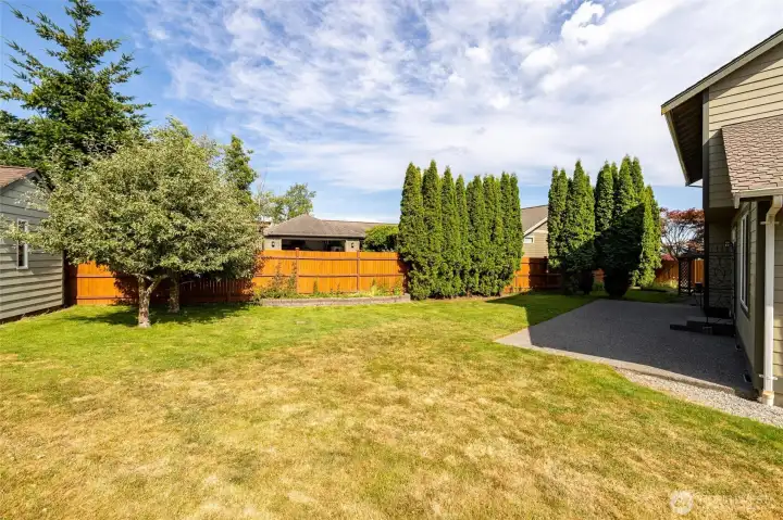Flat, Level, Grassy, Fully Fenced Backyard