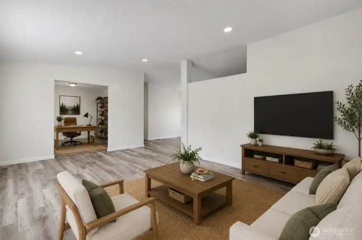 Living with view of office/den