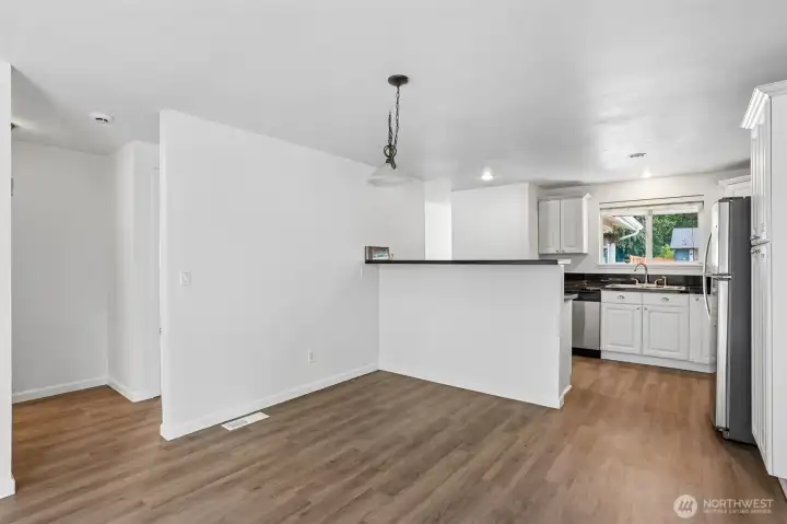 Room for dining room table. Room for dining room table.
