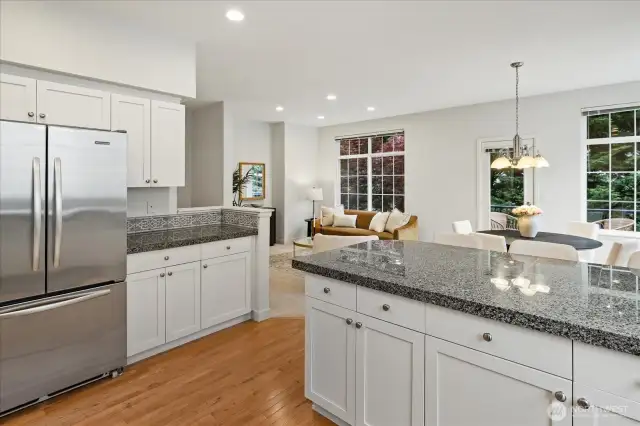 Ample cabinetry in the Kitchen and a pantry to the left provide several storage options.