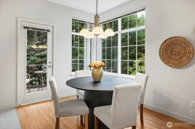 Breakfast nook with green views is stunning!