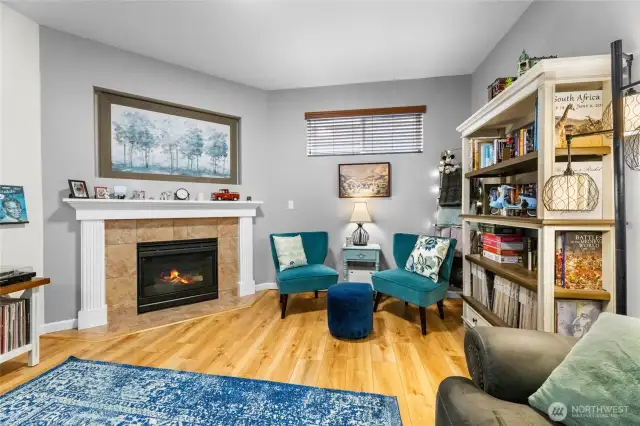 Cozy up by the fireplace or relax in the reading nook
