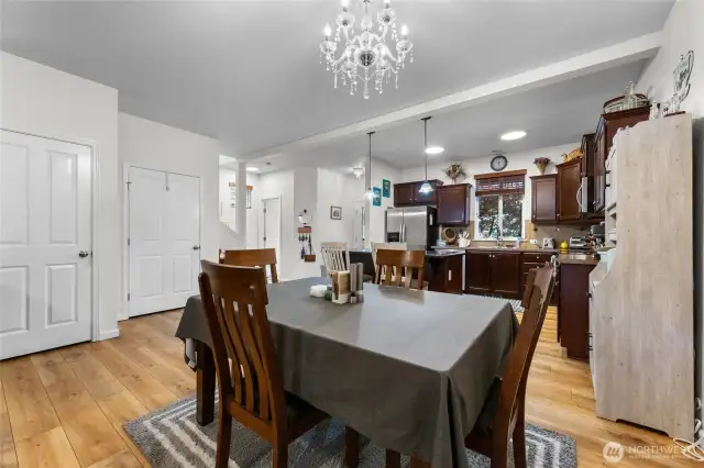Dining room opens to kitchen