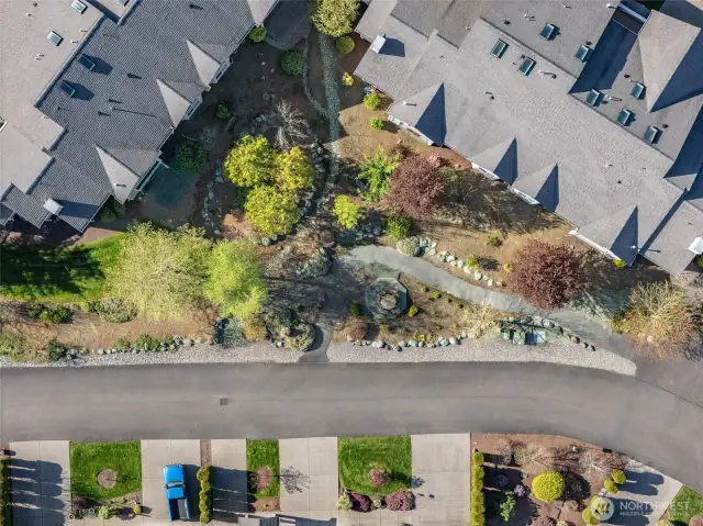 Drone View Of The Quiet Garden Common Area
