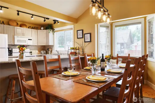 Beautiful natural light and plenty of seating at counter or dining area