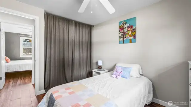 Closet organizer help keep everything organized.