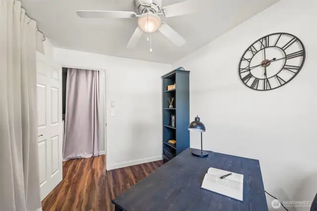 Closet organizer help keep everything organized.