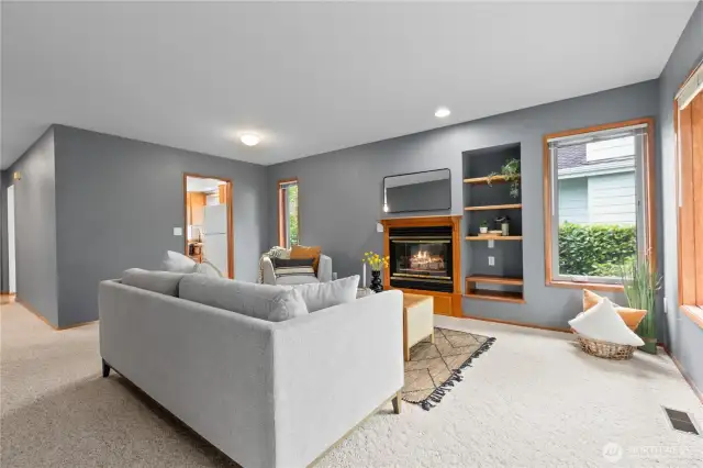 Cozy living room with gas fireplace