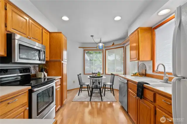 Hardwood cabinets and all stainless appliances included