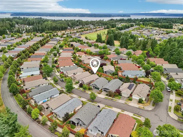 Aerial showing the location of the home.
