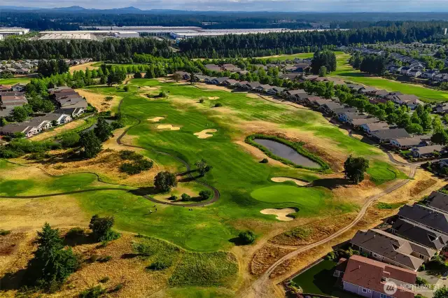 aerial of the golf course.