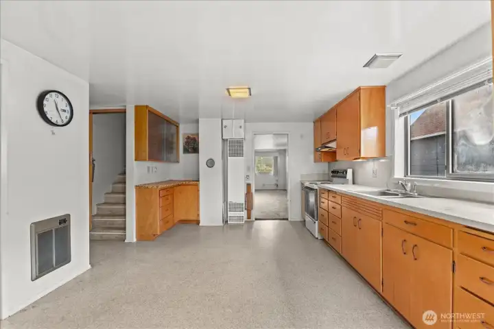 Kitchen Leading to Living Room and Upstairs