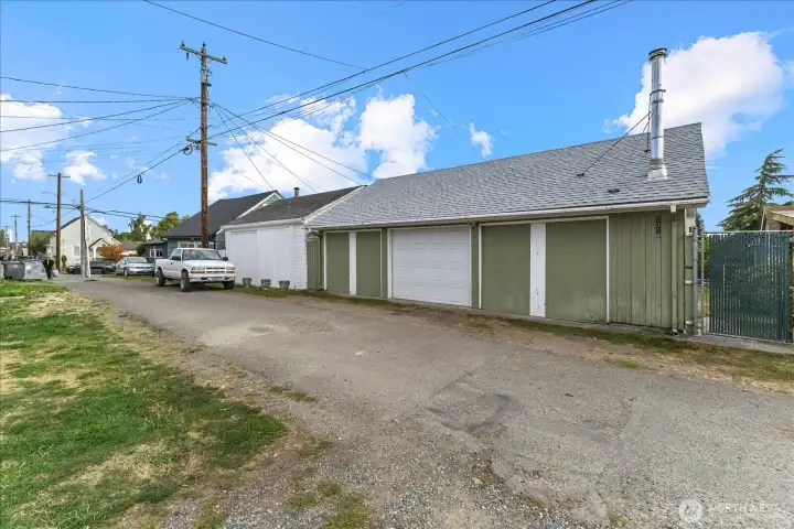 Detached 3 car garage. access from the alley