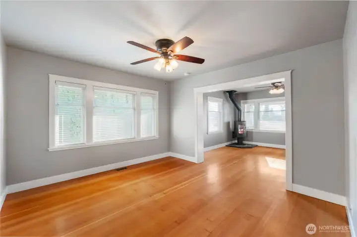 Larger view of dining room toward the living room.