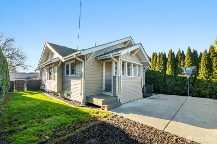 Easy maintenance landscape and a rocked area for creating a campfire oasis.