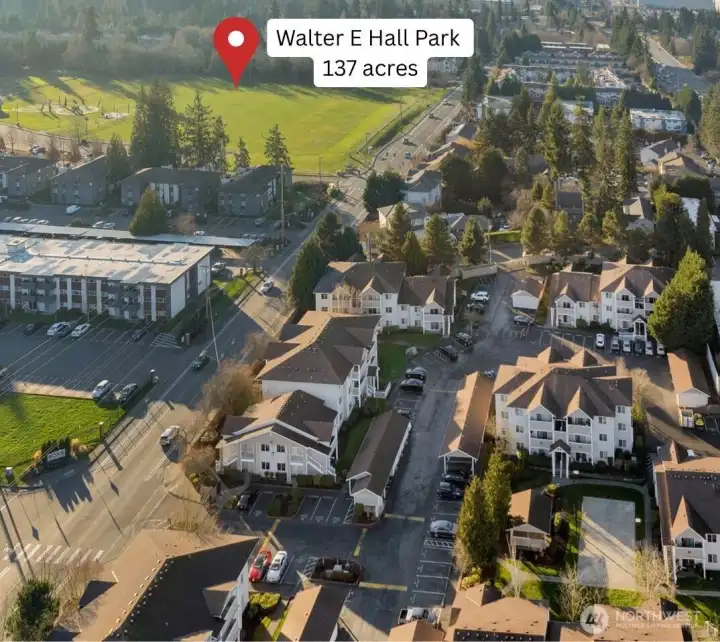 Walter E Hall park across the street is 137 acres!