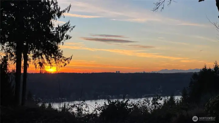 Breathtaking lake, city, & ,mountain views in the back.
