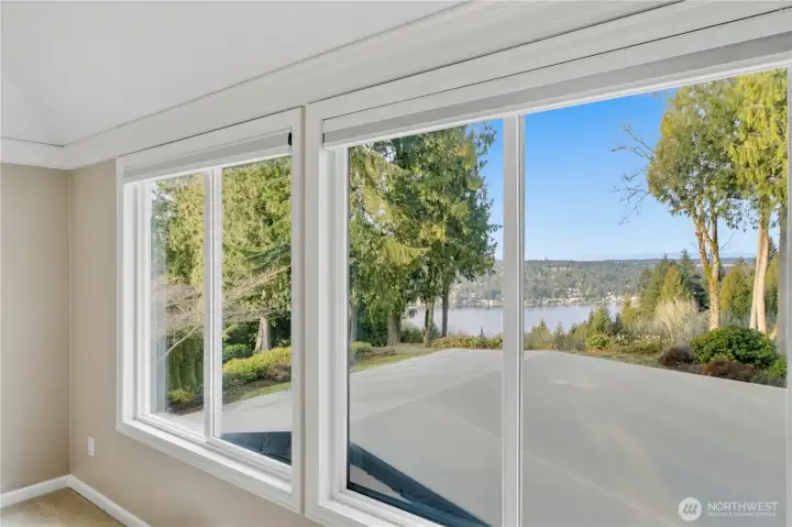 Master Bedroom with lake, mountain view.