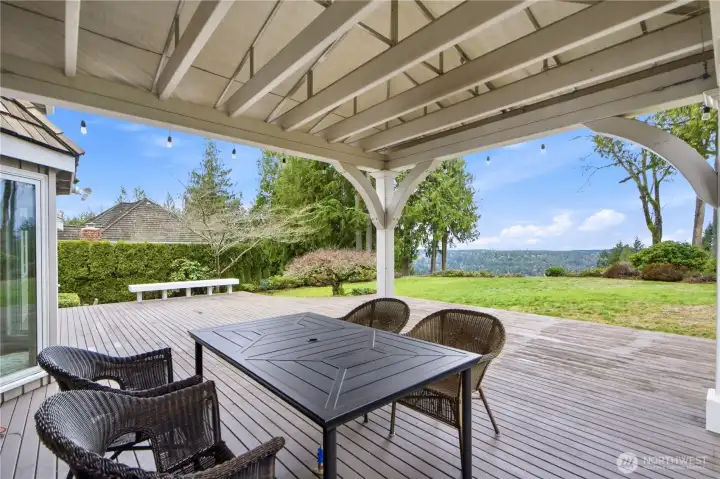 780 sqf deck area with cabana for year round enjoyment.