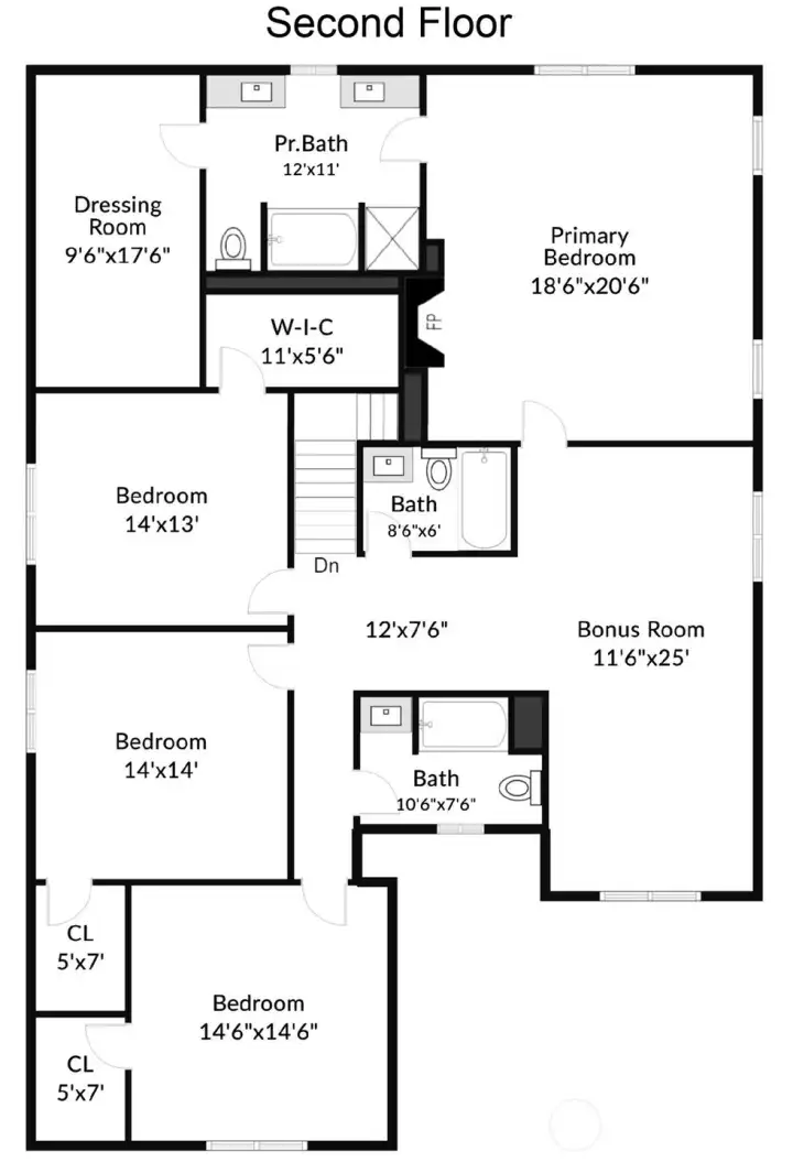 floor plan for the 2nd floor