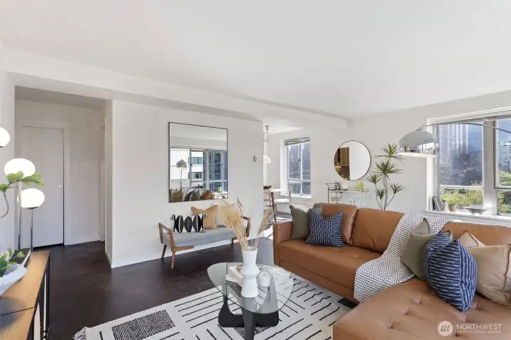 A convenient floor plan with the living area, dining room and kitchen forming the hub of the home.