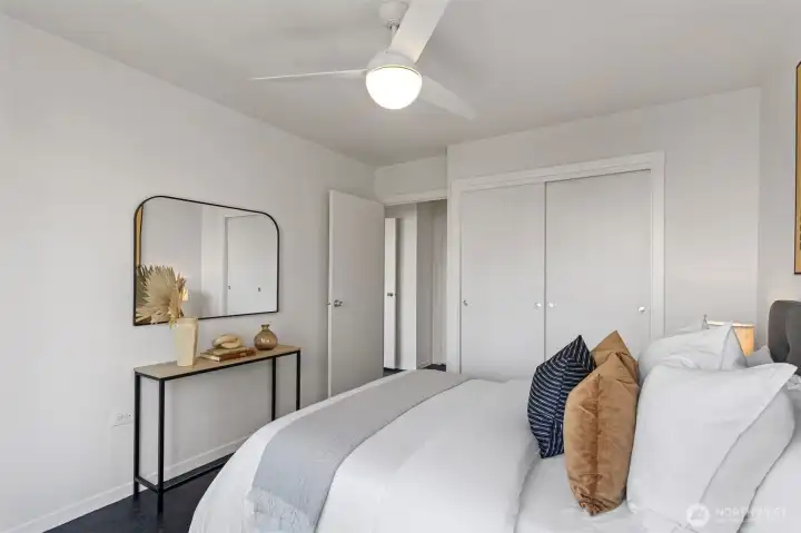 Bedroom 2 - A cozy bedroom, also with a westerly view of the city, freshly painted with its own dedicated bathroom.