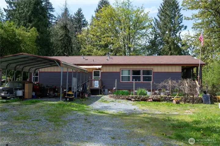 Driveway and detached carport