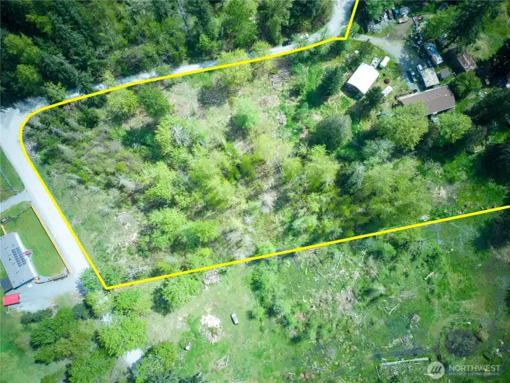 Drone view of property