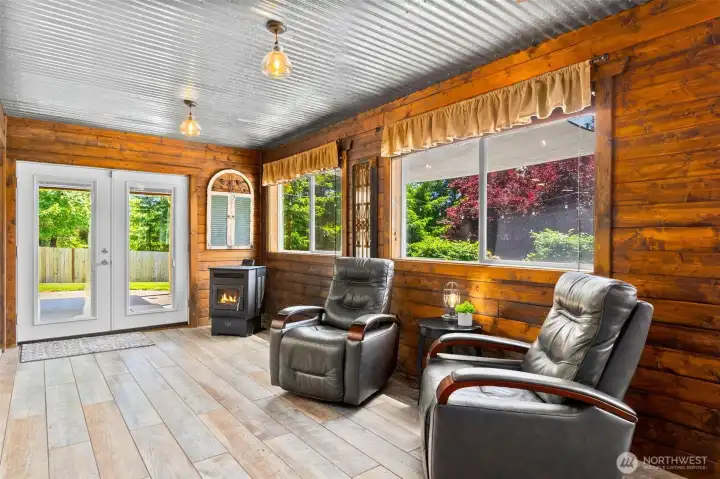 Large picture windows in the living room