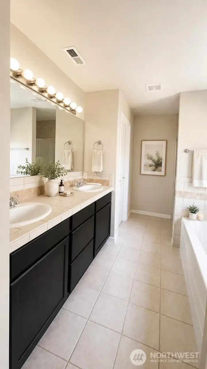 Primary Bathroom (virtually staged). Please see disclosures in the remarks.