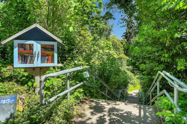 Staircase leading down to the Burke Gilman Trail and the Beach is just one block away! Grab a book to enjoy while lounging by the water!