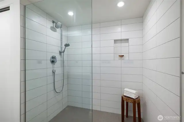 Gorgeous Tile Shower Surround with Frameless Glass