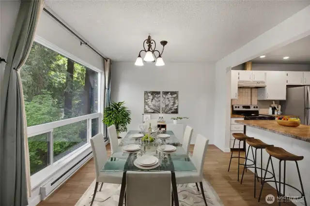 Virtually staged dining room.