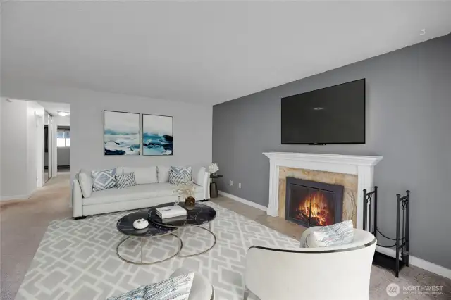 Virtually staged living room.