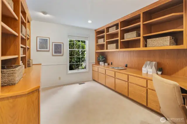 Den with built in cabinets