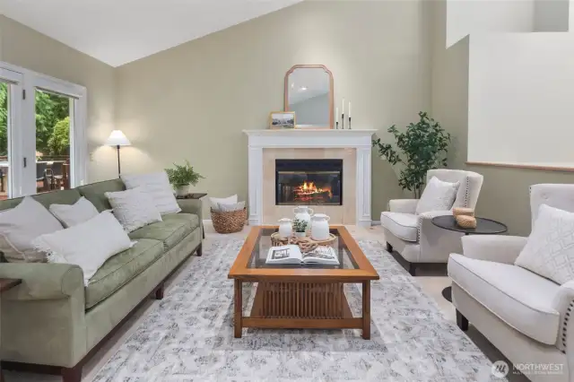 Formal living with gas fireplace