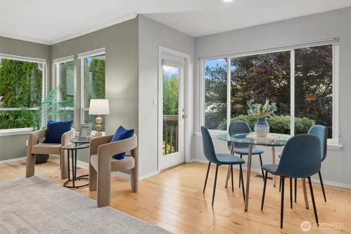 Eat-in dining room with access to the patio for grilling.