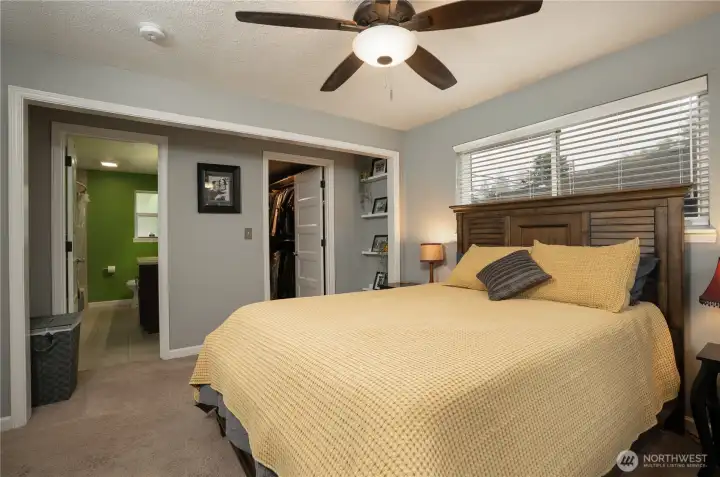 Primary bedroom is spacious enough for the King…convenient enough for the Queen…