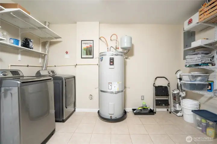 Utility room houses W/D, Elec. HW heater, sewer clean out, room for clothes folding, storage &/or exercise work-out space…