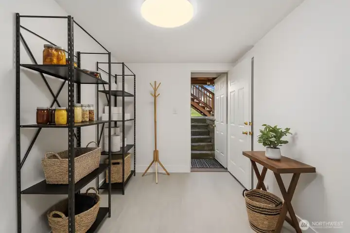 Lower Separate Entrance in Canning or Storage Room with Closet