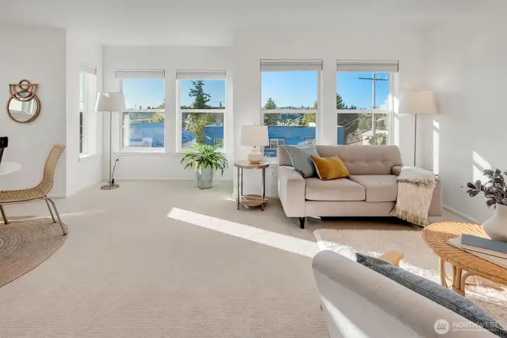 SW facing unit filled with light.