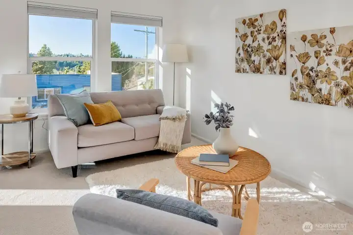 Living area in open floor plan.