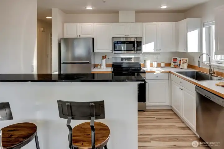 Kitchen with new appliances.