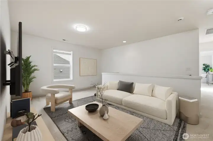 Bonus room converted as family room (virtually staged)