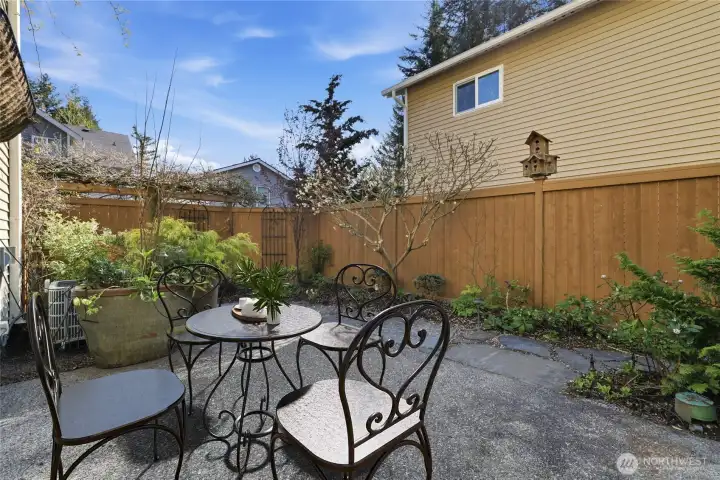 Fully fenced back patio (virtually staged)