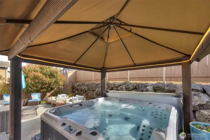 Backyard hot tub.