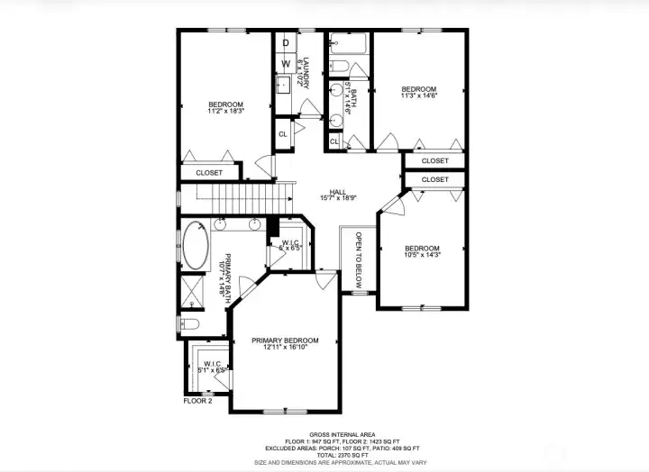 Second level floor plan.