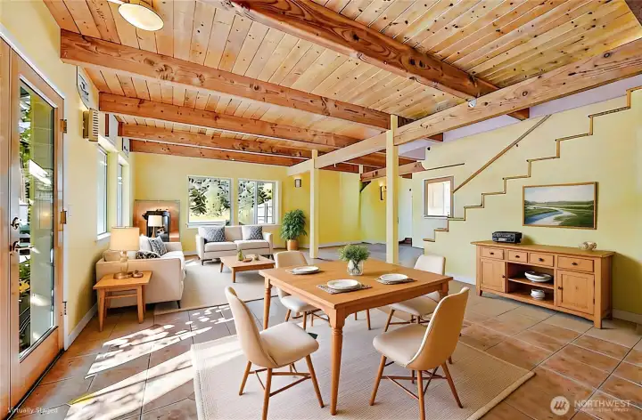 Open plan living and dining area