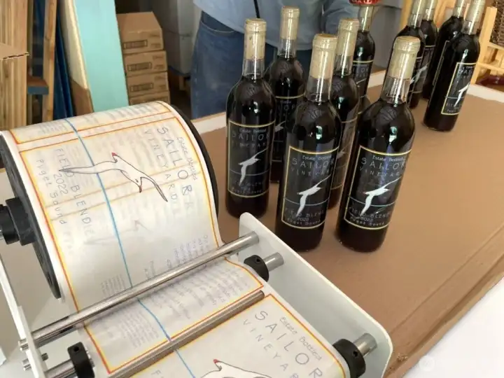 Bottling, corking and labelling in lower winery